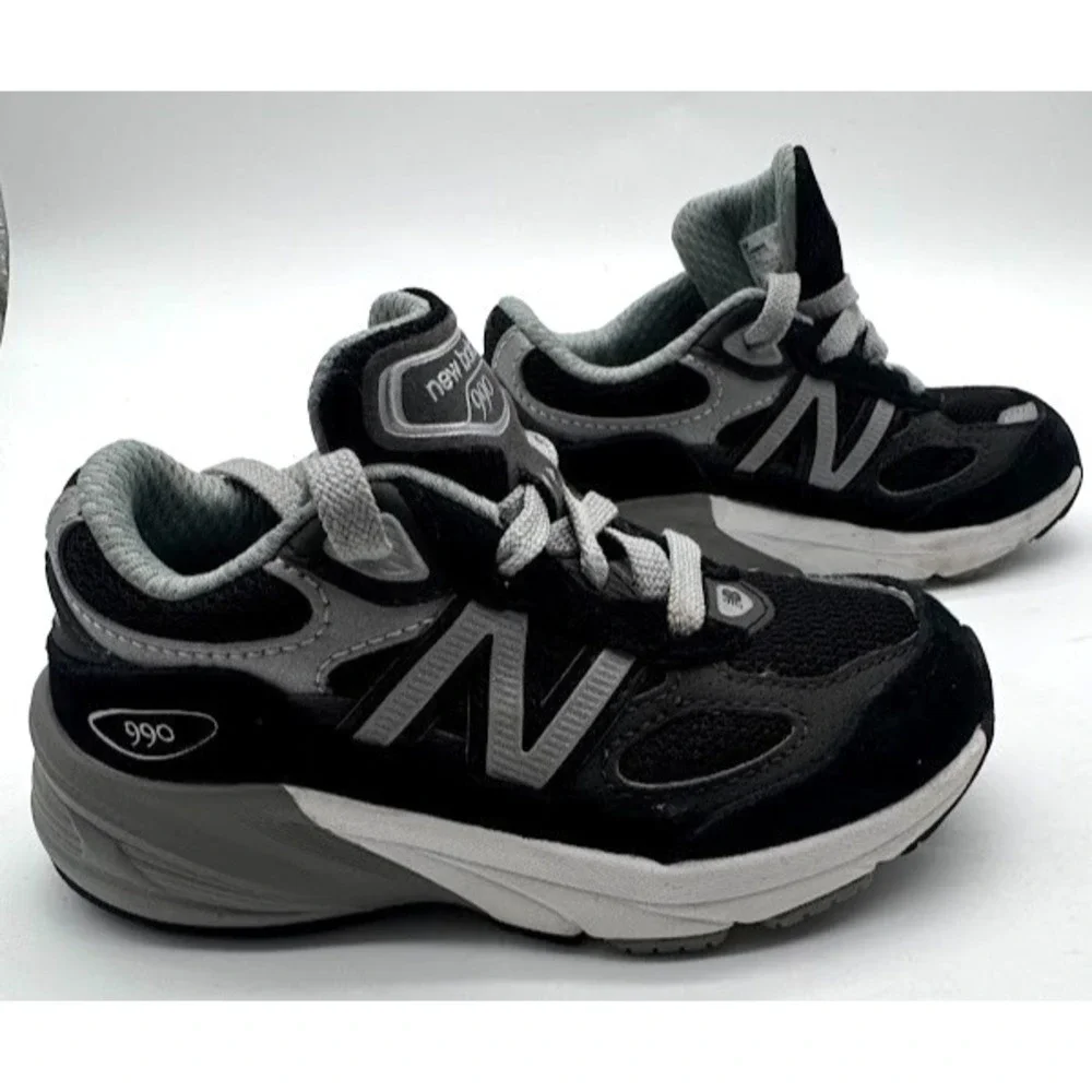New Balance 990v6 Kids Black Gray Running Shoes IC990BK6 US 8C Toddler